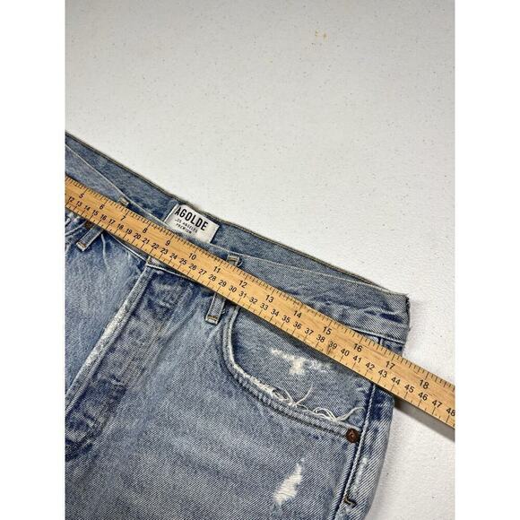 Agolde PARKER VINTAGE CUT OFF SHORT Distressed Light Wash Sz 29 - Picture 7 of 10